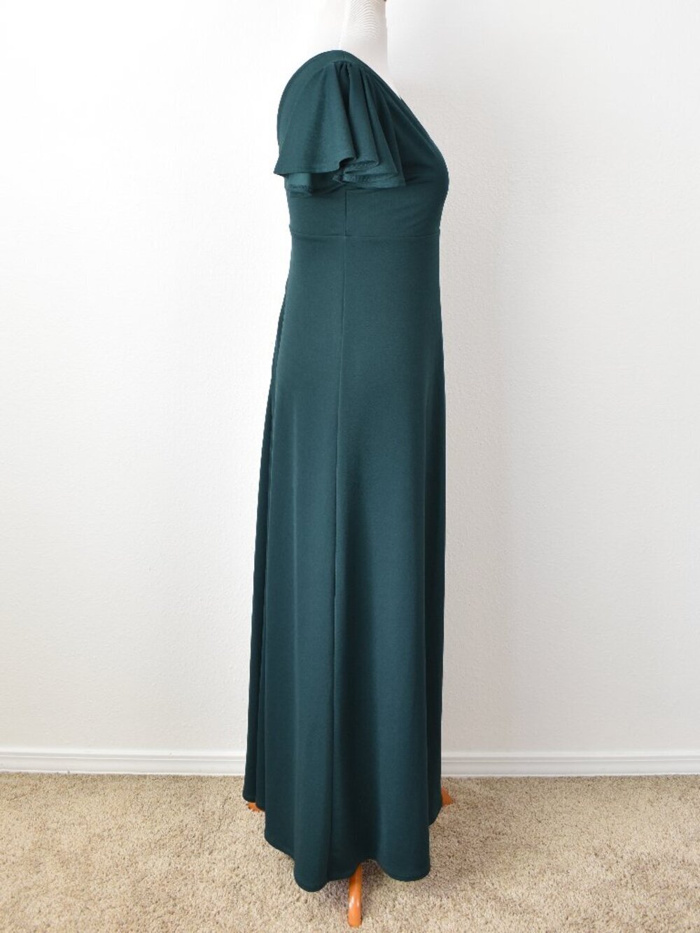 Birdy Grey Hannah Dress Crepe Emerald Flutter Sleeve - L - Picture 2 of 9